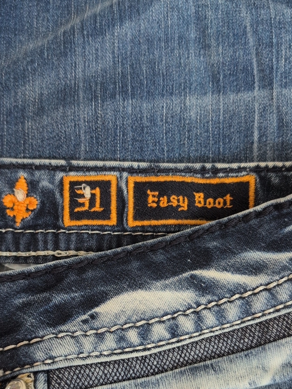Rock Revival Cesena Easy Boot Jeans Women's Size 31 Blue Bootcut Fleur De Lis - Picture 6 of 9